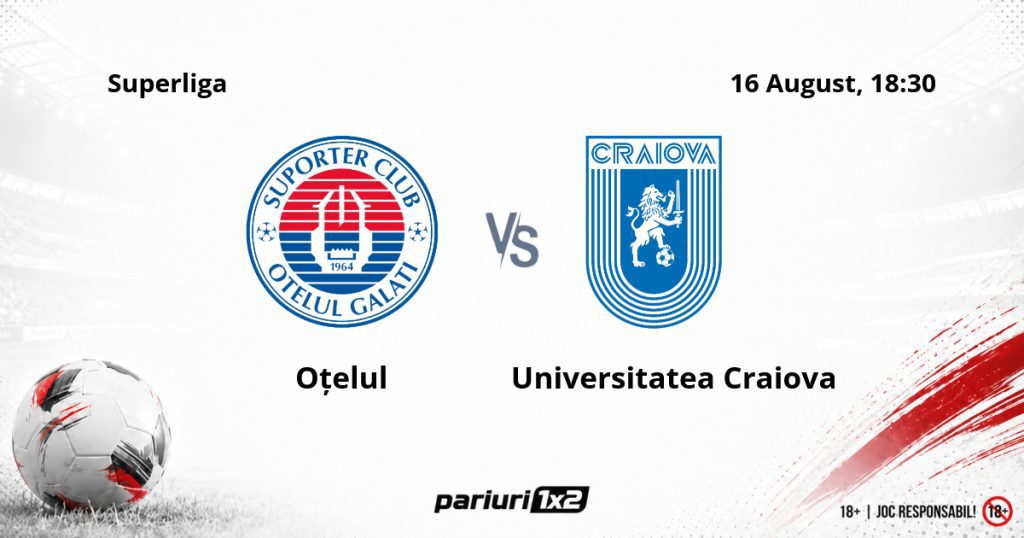 Oțelul Galați – Universitatea Craiova, Ponturi Pariuri Fotbal Superliga, 16.08.2026