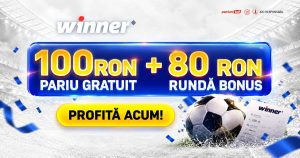 Winner îți dublează startul și mai pune ceva: 100 RON pentru sport + 80 RON pentru casino!