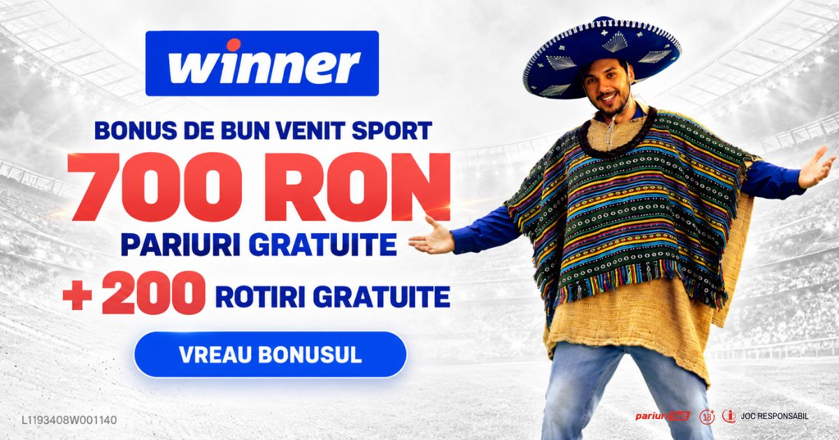 Winner »» 700 RON Pariuri Gratuite + 200 Rotiri Gratuite