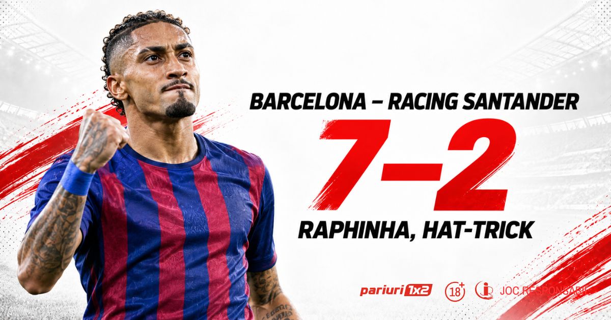 Barcelona – Racing Santander 7-2. Raphinha, hat-trick într-un nou recital ofensiv al catalanilor