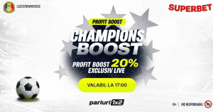Superbet »» Super Boost de 20% pe meciurile live din Liga Campionilor