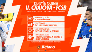 Derby în Oltenia: Craiova – FCSB printre meciurile din Betano Master