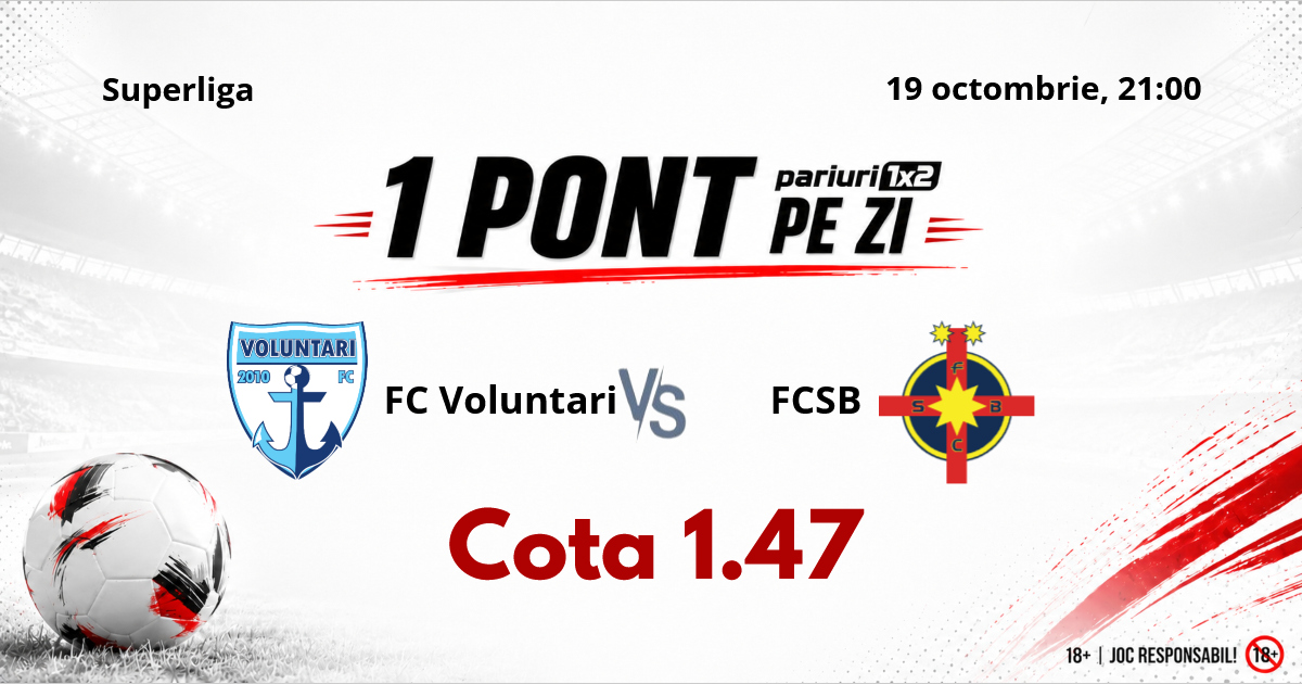 Un Pont pe Zi, 19 octombrie : 13 selecții reușite în această lună! Astăzi FC Voluntari – FCSB