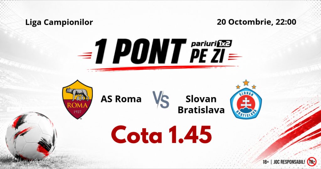 Un Pont pe Zi, 20 octombrie : 14 selecții reușite în această lună! Astăzi AS Roma – Slovan Bratislava