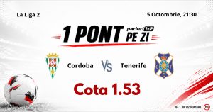 Un Pont pe Zi, 05 octombrie : Patru selecții reușită în această lună! Astăzi Cordoba – Tenerife