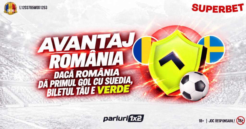 Superbet »» România – Suedia: „tricolorii” deschid scorul & pariul pe victorie devine câștigător