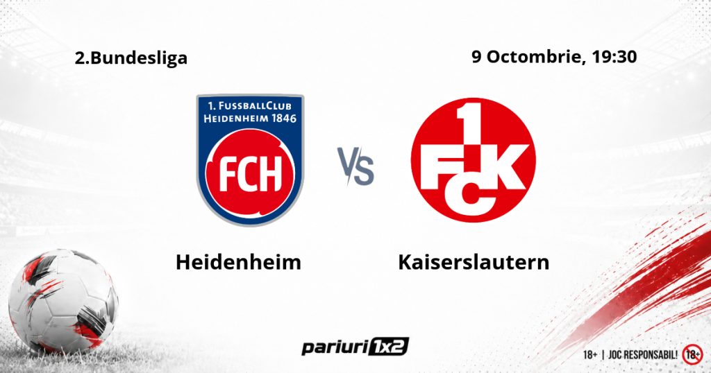 Heidenheim – Kaiserslautern, Ponturi Pariuri Fotbal 2.Bundesliga, 09.10.2026